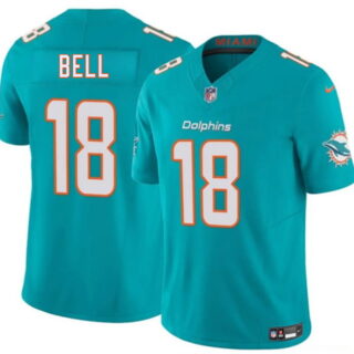 Men's Miami Dolphins #18 Chris Bell Aqua 2026 Draft F.U.S.E. Vapor Limited Stitched Football Jersey