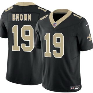 Men's New Orleans Saints #19 Barion Brown Black 2026 Draft F.U.S.E Vapor Limited Stitched Football Jersey