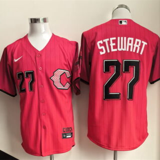 Men's Cincinnati Reds #27 Sal Stewart Red 2026 City Connect Stadium Stitched Baseball Jersey