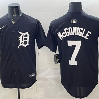 Men's Detroit Tigers #7 Kevin McGonigle Black Limited Stitched Baseball Jersey
