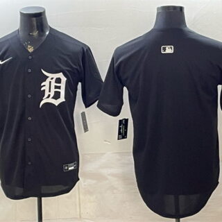 Men's Detroit Tigers Blank Black Limited Stitched Baseball Jersey