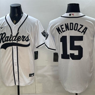 Men's Las Vegas Raiders #15 Fernando Mendoza White Cool Base Stitched Baseball Jersey