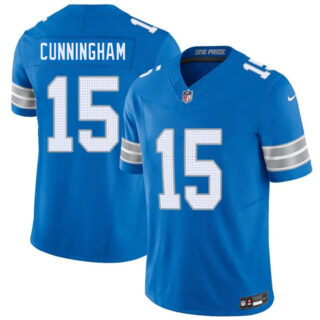 Men's Detroit Lions #15 Malik Cunningham Blue 2026 F.U.S.E. Vapor Limited Stitched Jersey