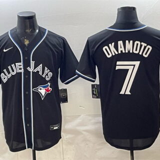 Men's Toronto Blue Jays #7 Kazuma Okamoto 2026 Fashion Replica Black Out Stitched Baseball Jersey