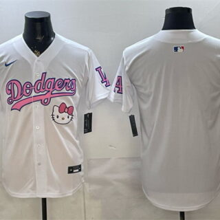Men's Los Angeles Dodgers Blank White Hello Kitty Night Stitched Baseball Jersey