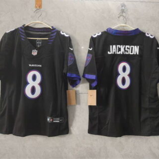 Women's Baltimore Ravens #8 Lamar Jackson Black F.U.S.E. Vapor Football Jersey(Run Small)