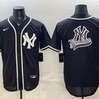 Men's New York Yankees Team Big Logo 2026 Fashion Replica Black Out Stitched Baseball Jersey