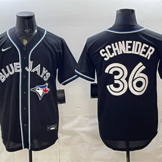 Men's Toronto Blue Jays #36 Davis Schneider 2026 Fashion Replica Black Out Stitched Baseball Jersey