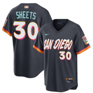 Men's San Diego Padres #30 Gavin Sheets Obsidian 2026 City Connect Stadium Stitched Baseball Jersey