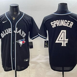 Men's Toronto Blue Jays #4 George Springer 2026 Fashion Replica Black Out Stitched Baseball Jersey