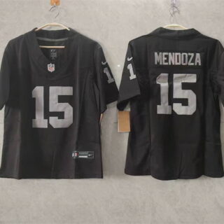 Women's Las Vegas Raiders #15 Fernando Mendoza Black 2026 Draft F.U.S.E. Vapor Stitched Jersey(Run Small)