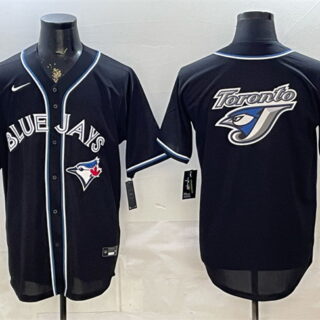 Men's Toronto Blue Jays Team Big Logo 2026 Fashion Replica Black Out Stitched Baseball Jersey