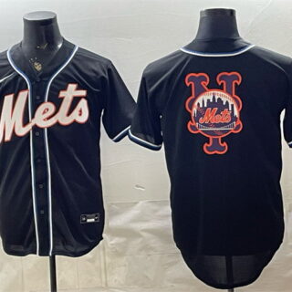 Men's New York Mets Team Big Logo 2026 Fashion Replica Black Out Stitched Baseball Jerseys
