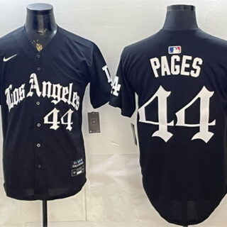 Men's Los Angeles Dodgers #44 Andy Pages Black LA Gothic Style Limited Stitched Baseball Jersey