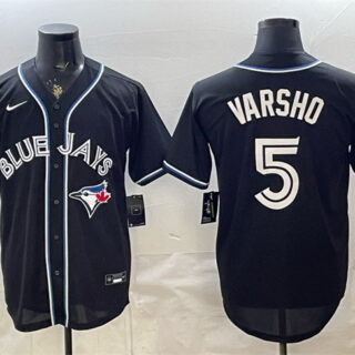 Men's Toronto Blue Jays #5 Daulton Varsho 2026 Fashion Replica Black Out Stitched Baseball Jersey