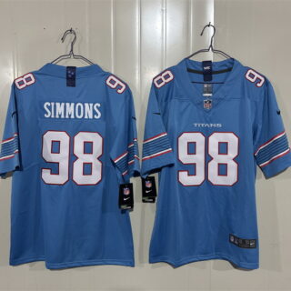 Men's Tennessee Titans #98 Jeffery Simmons Light Blue 2026 Vapor Limited Stitched Football Jersey