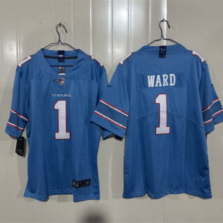 Men's Tennessee Titans #1 Cameron Ward Light Blue 2026 F.U.S.E. Vapor Limited Stitched Football Jersey
