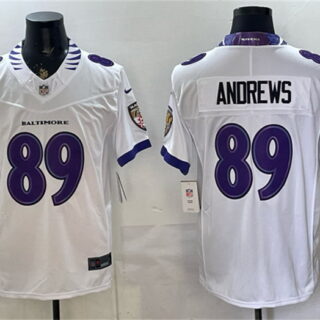 Men's Baltimore Ravens #89 Mark Andrews White 2026 F.U.S.E. Vapor Stitched Limited Football Jersey