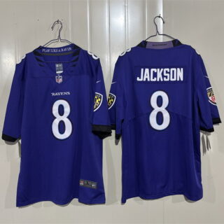 Men's Baltimore Ravens #8 Lamar Jackson Purple 2026 Vapor Stitched Limited Football Jersey