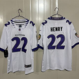 Men's Baltimore Ravens #22 Derrick Henry White 2026 Vapor Stitched Limited Football Jersey