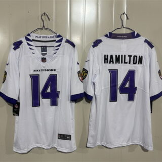 Men's Baltimore Ravens #14 Kyle Hamilton White 2026 Vapor Stitched Limited Football Jersey