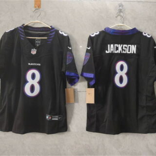 Women's Baltimore Ravens #8 Lamar Jackson Black F.U.S.E. Vapor Football Jersey(Run Small)