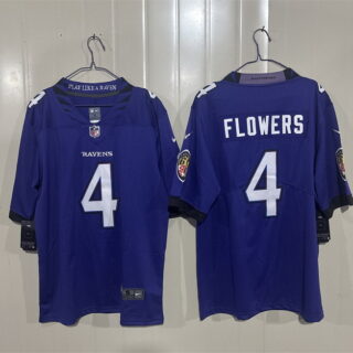 Men's Baltimore Ravens #4 Zay Flowers Purple 2026 Vapor Stitched Limited Football Jersey