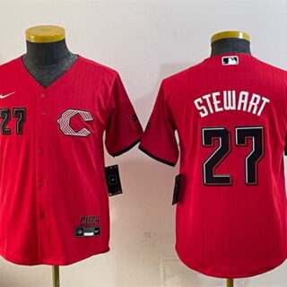 Youth Cincinnati Reds #27 Sal Stewart Red 2026 City Connect Stadium Stitched Baseball Jersey