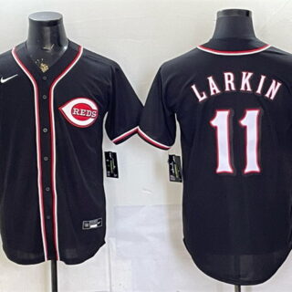 Men's Cincinnati Reds #11 Barry Larkin 2026 Fashion Replica Black Out Stitched Baseball Jersey