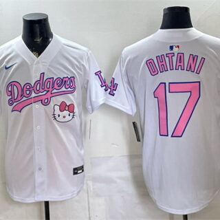 Men's Los Angeles Dodgers #17 Shohei Ohtani White 2025 Hello Kitty Vapor Limited Stitched Baseball Jersey