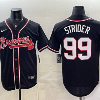 Men's Atlanta Braves #99 Spencer Strider 2026 Fashion Replica Black Out Stitched Baseball Jersey