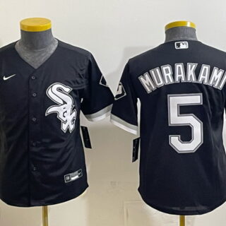 Youth Chicago White Sox #5 Munetaka Murakami Black Stitched Baseball Jersey