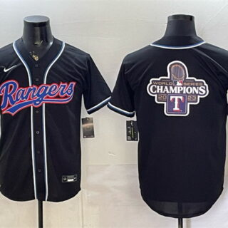 Men's Texas Rangers Team Big Logo 2026 Fashion Replica Black Out Stitched Baseball Jerseys 001