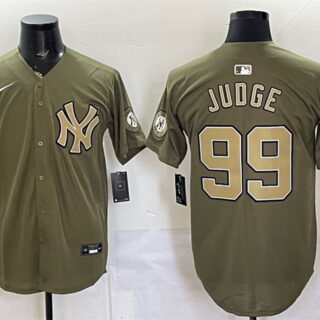 Men's New York Yankees #99 Aaron Judge Olive 2026 Armed Forces Day Stitched Baseball Jersey