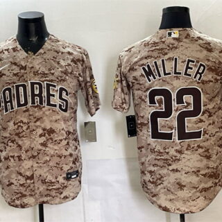 Men's San Diego Padres #22 Mason Miller Tan Camo Cool Base Stitched Baseball Jersey