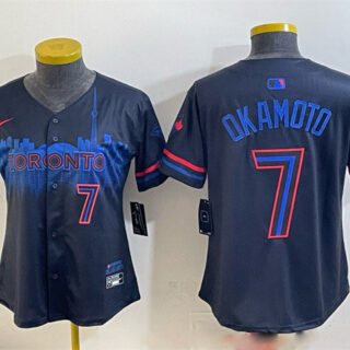 Women's Toronto Blue Jays #7 Kazuma Okamoto Navy 2024 City Connect Limited Stitched Baseball Jersey(Run Small)