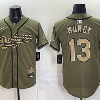 Men's Los Angeles Dodgers #13 Max Muncy Olive 2026 Armed Forces Day Stitched Baseball Jersey