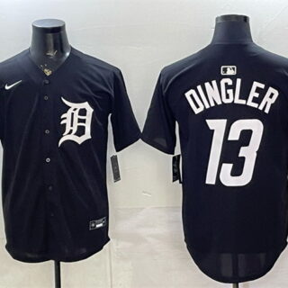 Men's Detroit Tigers #13 Dillon Dingler Black Limited Stitched Baseball Jersey