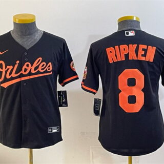 Youth Baltimore Orioles #8 Cal Ripken Jr Black Cool Base Stitched Baseball Jersey