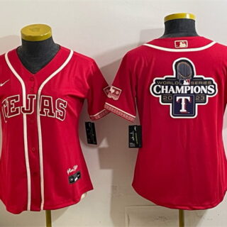Women's Texas Rangers Team Big Logo Red 2026 City Connect Stadium Stitched Baseball Jersey(Run Small)