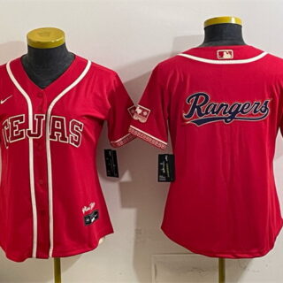Women's Texas Rangers Team Big Logo Red 2026 City Connect Stadium Stitched Baseball Jersey(Run Small)S