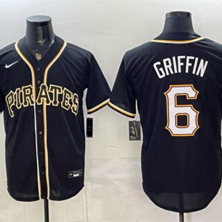 Men's Pittsburgh Pirates #6 Konnor Griffin 2026 Fashion Replica Black Out Stitched Baseball Jersey