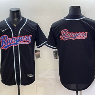 Men's Texas Rangers Team Big Logo 2026 Fashion Replica Black Out Stitched Baseball Jerseys