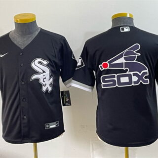 Youth Chicago White Sox Team Big Logo Black Stitched Baseball Jersey 002