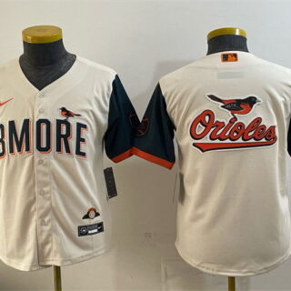 Youth Baltimore Orioles Team Big Logo Natural 2026 City Connect Stadium Stitched Baseball Jersey