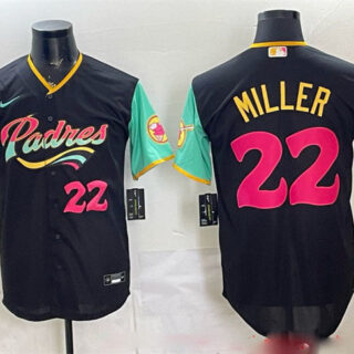 Men's San Diego Padres #22 Mason Miller 2022 Black City Connect Cool Base Stitched Baseball Jersey