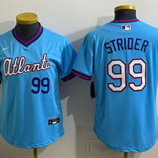 Women's Atlanta Braves #99 Spencer Strider Powder Blue 2026 City Connect Stadium Stitched Baseball Jersey(Run Small)