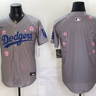 Men's Los Angeles Dodgers Blank Grey 2025 Tokyo Series Limited Stitched Baseball Jersey