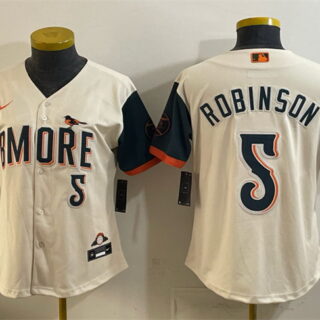 Women's Baltimore Orioles #5 Brooks Robinson Natural 2026 City Connect Stadium Stitched Baseball Jersey(Run Small)