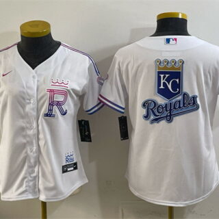 Women's Kansas City Royals Team Big Logo White 2026 City Connect Stadium Stitched Baseball Jersey(Run Small)